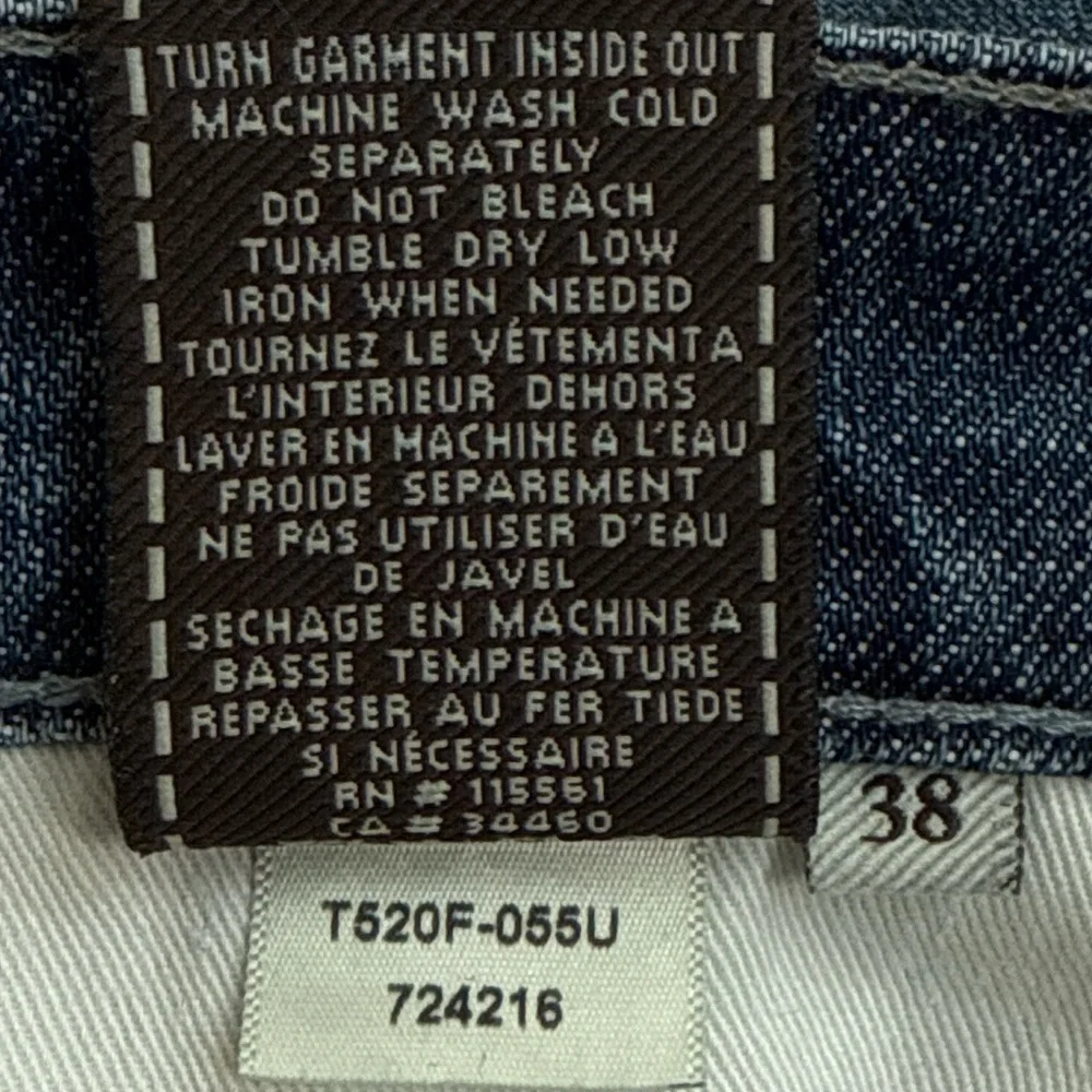 👖🛹 7 FOR ALL MANKIND Men's Y2K Blue Distressed Bootcut Jeans Made USA Sz 38x33